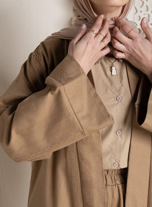 Coffee Jacquard Suit - Khotwh
